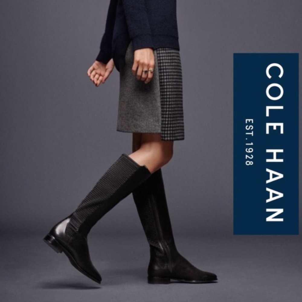 Cole Haan Rockland Ruched Leather Riding Boots sz 8 VGUC